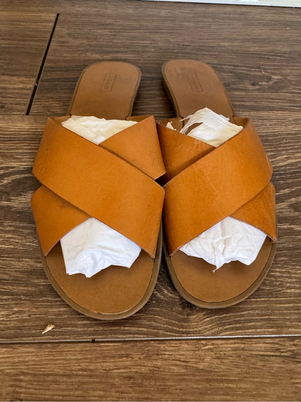Alex Marie Kalyn Camel Leather Crisscross Sandals 8.5